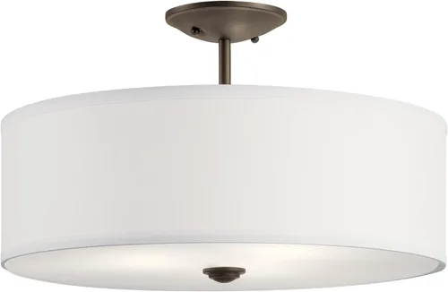 Miniatura 7 de Kichler Shailene - Lámpara de 14 pulgadas con 3 luces redondas semiempotradas, difusor satinado blanco y pantalla de microfibra blanca en bronce