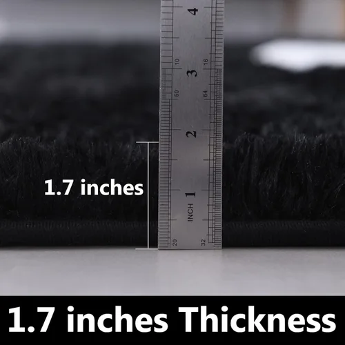 Miniatura 2 de FJZFING Alfombra Redonda Negra Ultra-Suave de Felpa Moderna 4x4 Alfombra de Área Circular para Dormitorio de Niños, Alfombra Circular Esponjosa Shag