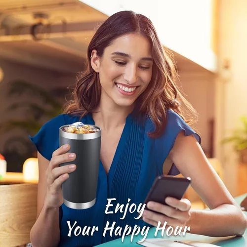 Miniatura 8 de Vasos Térmicos de 20 onzas de acero inoxidable a granel con tapa, doble pared aislada al vacío, taza de café de 20 onzas con recubrimiento en polvo