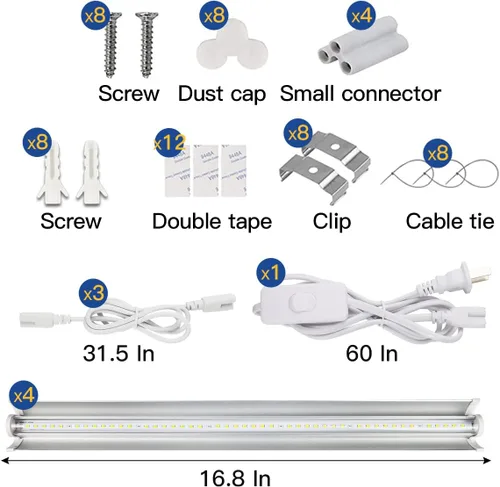 Miniatura 6 de GYTF Luces LED T5, 204 bombillas de 5000 K, tiras de luz blanca de espectro completo para plantas de interior, estantes, plántulas de invernadero