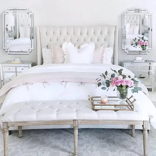 Miniatura 5 de Espejo decorativo para decoración de pared, elegante espejo de sala de estar de 24 x 36 pulgadas con piezas de vidrio y borde biselado, moderno