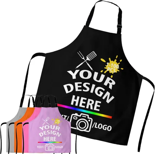 Miniatura 20 de Delantal personalizado para mujeres y hombres, diseña tu divertido texto, logotipo, imagen, delantales de cocina, 1-100 piezas, chef personalizado