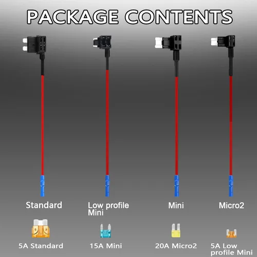 Miniatura 3 de BFXM 16 Pack 4 Tipos 12V Adaptador de Fusibles para Añadir Circuito en Coche, Adaptadores de Fusibles Mini Micro2 y de Bajo Perfil para Coches, 16