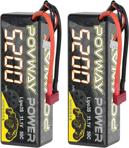 3S Lipo Batería 11.1V 50C 5200mAh Hardcase RC Batería con T Plug para RC Coche Barco Camión Helicóptero Avión Racing Modelos RC Hobby – 2 unidades