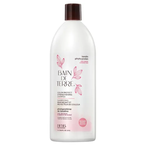 Bain de Terre Champú fortalecedor de queratina fito-proteína para proteger el color, fortalecimiento seguro para cabello débil y dañado, sin