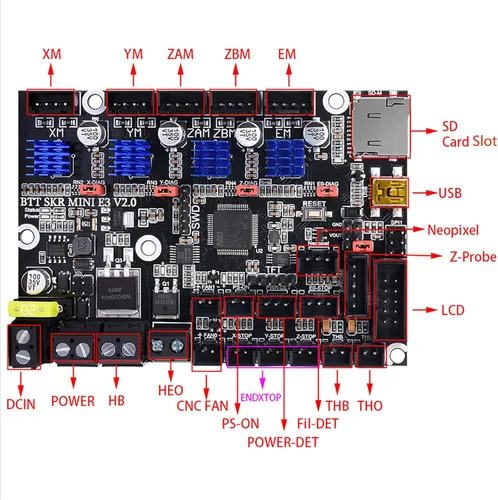 Miniatura 7 de BIGTREETECH SKR Mini E3 V2.0 - Placa de control de 32 bits con controlador UART TMC2209. Nueva actualización de la placa base de piezas de impresora