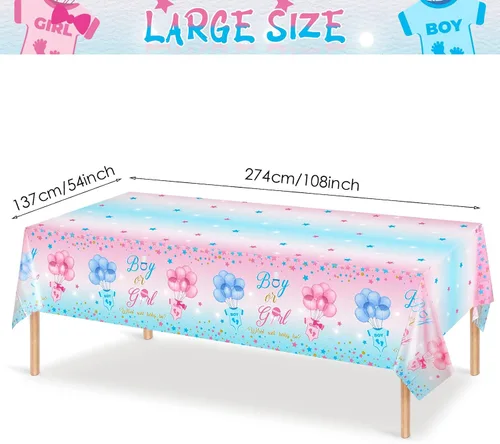 Miniatura 2 de Mixweer 3 piezas de mantel para revelación de género, suministros para fiesta de revelación de género, mantel de plástico impermeable para niños