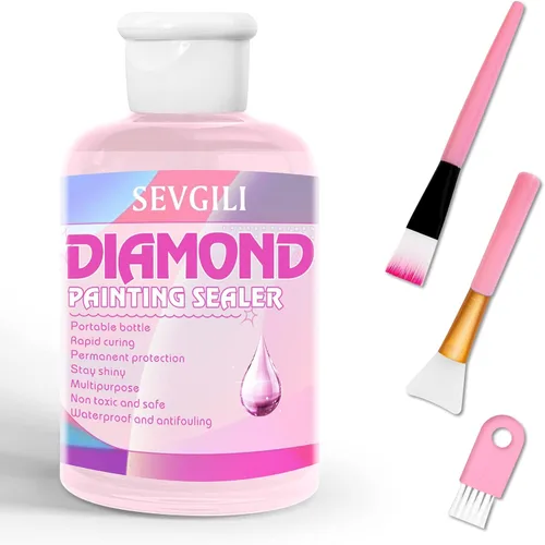 sevgili Kits de Sellador de Pintura de Diamante 120ML (4.06 fl oz) con Pinceles, Sellador de Arte de Diamante Pegamento para Rompecabezas Accesorios