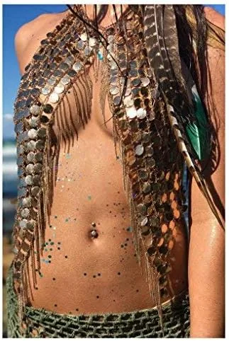 Miniatura 2 de Cadena de vientre para mujer brasier de plata collar sexy bikini para fiesta en la playa