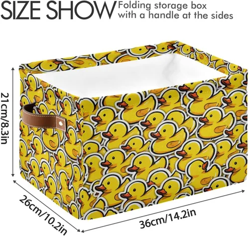 Miniatura 3 de Dussdil Cesta de almacenamiento de pato amarillo, caja organizadora, grande, plegable, con asas de poliuretano, para el hogar, estantes, armario
