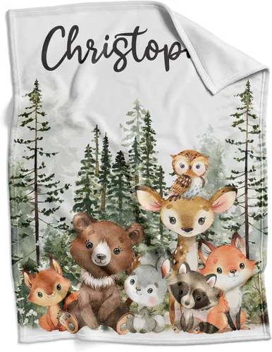Miniatura 10 de Fox - Mantas de bebé personalizadas para niños con nombre, manta de bebé personalizada, regalos personalizados para niño recién nacido (zorro 19)