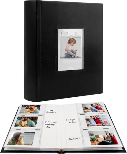 Álbum de fotos para cámara Fujifilm Instax Mini, álbum de fotos para Polaroid, cubierta de cuero, 180 bolsillos 2 x 3 con espacio de escritura para
