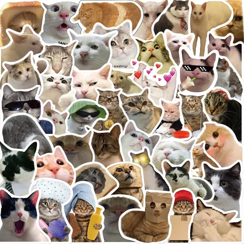 Miniatura 9 de 100 calcomanías divertidas de meme de gato para adultos, lindas calcomanías de vinilo impermeables para botellas de agua de laptop, álbumes de 100