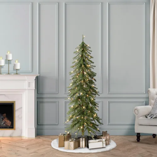 Miniatura 4 de Puleo International Árbol de Navidad artificial alpino preiluminado de 6 pies con 200 luces, color verde