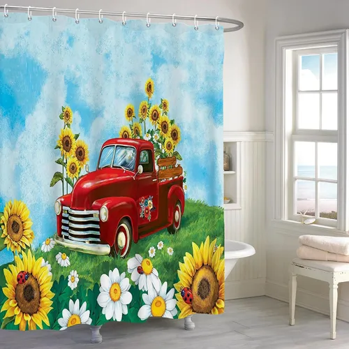 Miniatura 17 de Renaiss Cortina de ducha japonesa con flores de cerezo de 60 x 72 pulgadas, árboles de flores de ciruelo rojo, ramas de estilo chino, arte