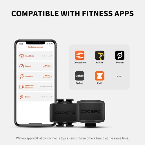 Miniatura 4 de COOSPO Speed/Cadence Sensor BK9 for Indoor/Outdoor Cycling, Bluetooth 5.0 ANT+ Wireless Cycling RPM Cadence Speed Sensor BK9 Set Cadence Speed