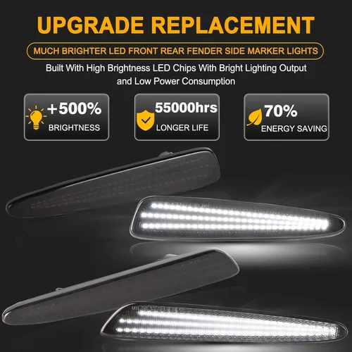 Miniatura 2 de Gempro Luces LED blancas de marcador lateral para guardabarros delanteros y traseros, luces de señal de estacionamiento para Chevy Corvette C6