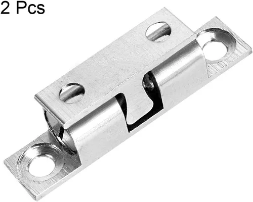Miniatura 2 de uxcell 2 unids armario puerta armario latón bola captura tensión pestillo 1.575 in longitud tono plateado