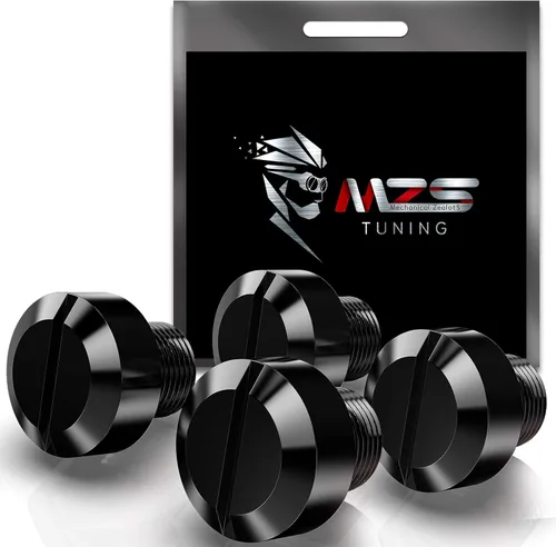 MZS Tapones para agujeros de espejo, tapas universales para cubrir espejos de motocicleta, color negro, CNC, 4 piezas, M10 x 1.25 en sentido