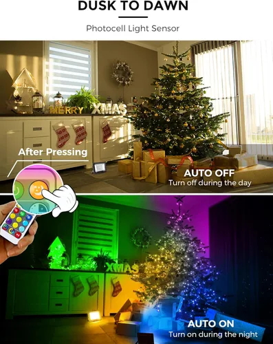 Miniatura 2 de L LOHAS LED Luz de Inundación LED RGB para Exteriores, 25W Luces de Fiesta DIY que Cambian de Color con Control Remoto, Luz de Patio