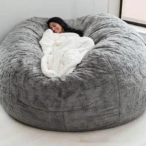Miniatura 25 de HWOEK Puf de gran tamaño de piel gigante (sin relleno) para muebles de sala de estar de adultos, grande, redondo, suave, esponjoso, sofá perezoso