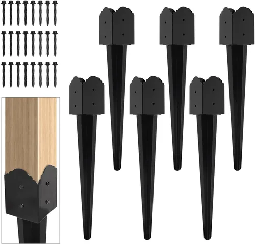 Miniatura 12 de Anclaje de poste de valla de 4"x4", Anclaje de poste de valla de metal resistente de 36"x4"x4" con punta de tierra para buzón, comedero de pájaros
