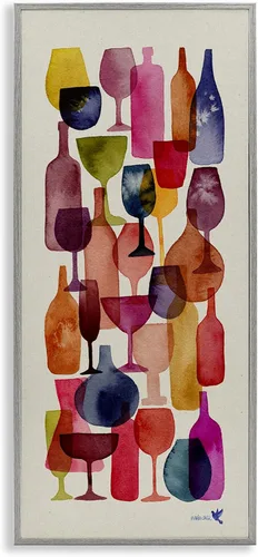 Miniatura 11 de Stupell Industries Copas de vino en capas Pintura enmarcada Giclée Art, diseño de Maria Over Marco negro