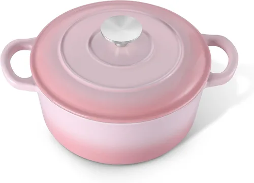 Miniatura 34 de E-far - Horno holandés de 6 cuartos de galón, esmaltado de hierro fundido con tapa, olla de cocina redonda antiadherente para Naranja