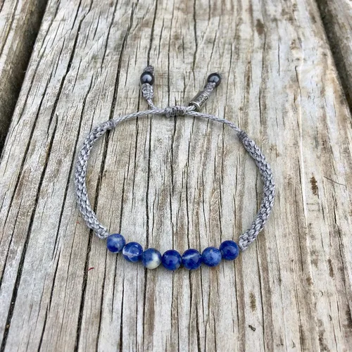 Miniatura 3 de Rumi Sumaq Pulseras de cuerda de piedras preciosas labradorita, sodalita, lapislázuli, cuarzo, ópalo peruano y más Brazalete tejido ajustable