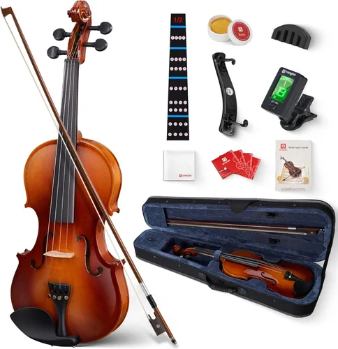 Vangoa Violín Tamaño 1/2 para Principiantes Juego Completo, Violín Infantil de Abeto Paquete de Medio Tamaño, Kit de Inicio de Violines Acústicos