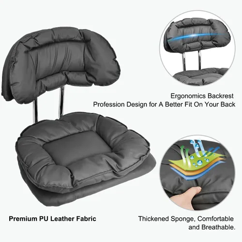 Miniatura 5 de JOSTZHXIN Respaldo de taburete rodante, acolchado de asiento grueso, silla rodante resistente para oficina en casa, silla giratoria de altura Gris