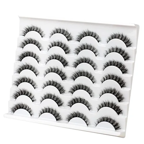 Miniatura 295 de Pooplunch - Pestañas postizas finas de visón sintético, estilo ojo de gato, naturales, cruzadas, tipo racimo, efecto 8D de volumen, tiras