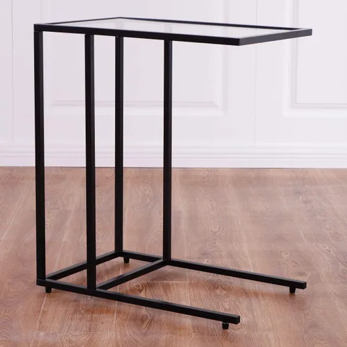 Miniatura 6 de Mesa auxiliar rectangular inclinable con parte superior de cristal, mesa auxiliar de sofá, mesa auxiliar de café para soporte de laptop, sala