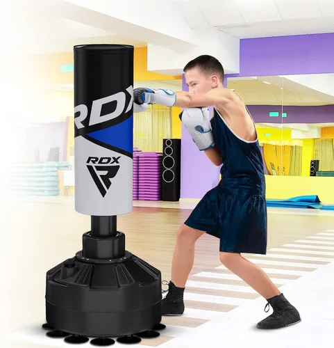 Miniatura 9 de RDX Saco de boxeo independiente para niños con guantes y funda, saco de boxeo junior de 4 pies con soporte para kickboxing, boxeo, artes marciales