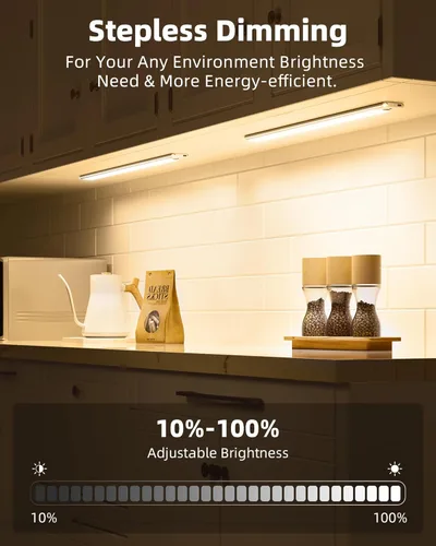 Miniatura 4 de EZVALO Luces para debajo del gabinete, luz con sensor de movimiento de 14.5 pulgadas, regulable para interiores, súper brillante, 4000 mAh, luces