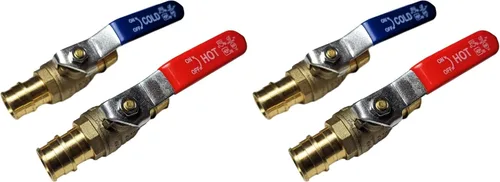 Miniatura 2 de 2 válvulas de bola de expansión XFITTING Pex A de 3/4 pulgadas, 1 rojo/caliente y 1 azul/frío, tubo Pex A, puerto completo, latón
