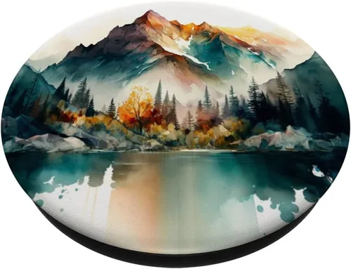 Miniatura 2 de PopSockets de paisaje de montañas de acuarela intercambiables PopGrip