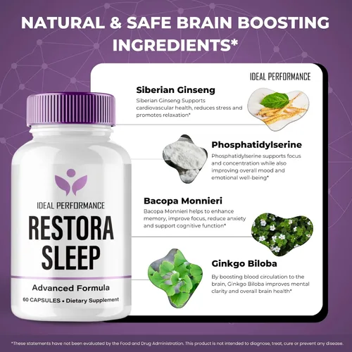 Miniatura 6 de RestoraSleep Capsules, suplemento oficial RestoraSleep para la salud cerebral y apoyo de la memoria, máxima fuerza, píldoras nootrópicas de fórmula