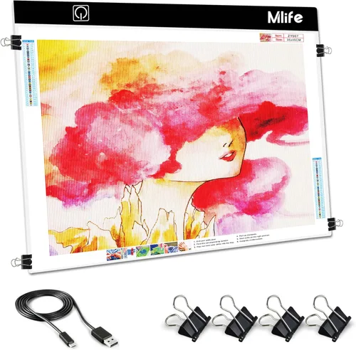 Miniatura 9 de Mlife Almohadilla de Luz Grande A1 Mejorada para Pintura de Arte de Diamante, Caja de Luz de Dibujo y Copia con Atenuación Continua para Calcar