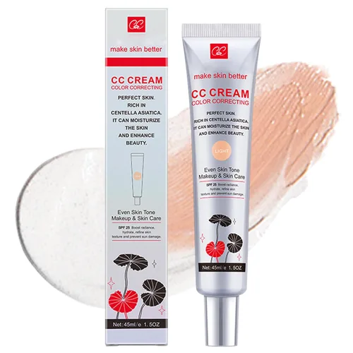 Crema CC correctora de color con centella asiática, crema CC mate con SPF 25, cobertura completa, corrector de manchas, poros invisibles, tono de