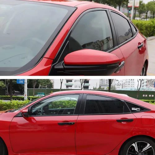 Miniatura 4 de TOMALL Calcomanías de vinilo para borde de ventana de automóvil compatibles with Honda 10th Civic 2016 2017 2018 2019 2020 2021 Accesorios de Negro