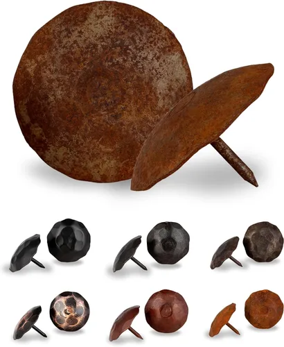 Miniatura 22 de Paquete de 25 clavos decorativos de 1,25 pulgadas de cabeza redonda grande – oxidados – sujetadores rústicos redondos hechos a mano para persiana