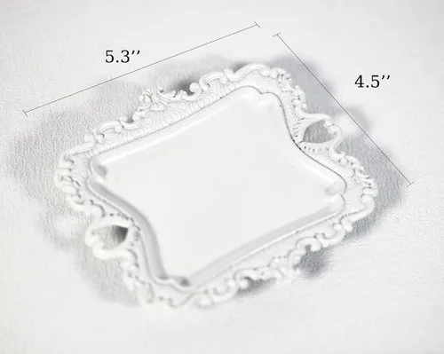 Miniatura 2 de Funly mee Pequeño plato antiguo baratija bandeja de joyería vintage, soporte de anillo (blanco)