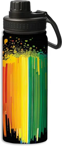 Miniatura 15 de Botella de agua deportiva a prueba de fugas con patrón de insectos y polillas, 18 onzas, de acero inoxidable duradero de doble pared, botellas