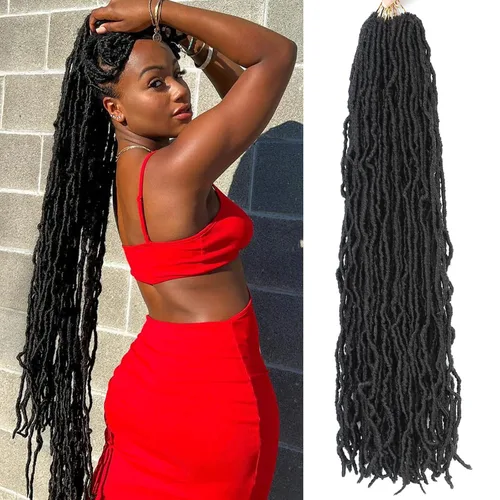 Miniatura 12 de Extensiones de cabello de ganchillo suaves de 22 pulgadas, 7 paquetes de rastas sintéticas preenlazadas para mujeres negras, extensiones de cabello