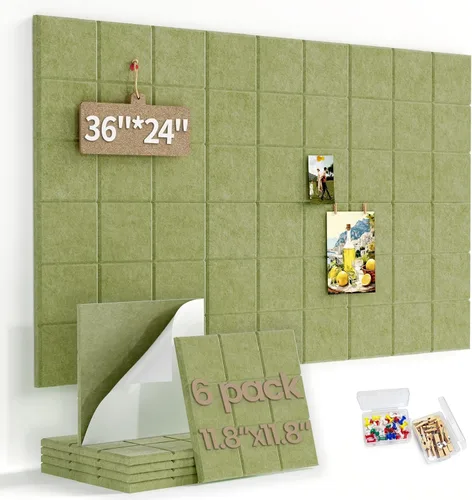 Miniatura 14 de Pizarra de corcho grande para paredes con 30 pasadores, 11.8 x 11.8 pulgadas, paquete de 6 tablones de anuncios para oficina en casa, cocina, tablón