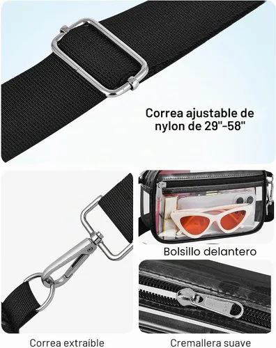 Miniatura 5 de Bagenius Clear Bag for Stadium Events Clear Messenger Bag Clear Purse for Concert and Sport Events