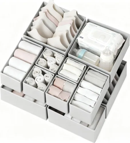 Miniatura 13 de Criusia Organizador de Cajones para Ropa Paquete de 12 - Organizadores de Closet Inodoros y Almacenamiento para Calcetines Ropa Interior Sostén