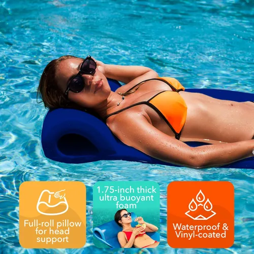 Miniatura 4 de TRC Recreation Sunsation 1.75" Thick Foam Pool Float Lounger w/ Headrest for Lounging & Sunbathing in Swimming Pools, Beaches & Lakes, 70" x 26