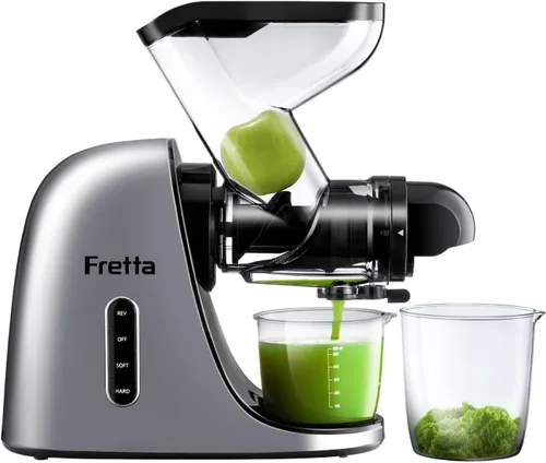 Miniatura 13 de Fretta - Exprimidor de prensado en frío, sin BPA, máquina de exprimidor de verduras y frutas, canal de alimentación de 3 pulgadas de ancho, fácil
